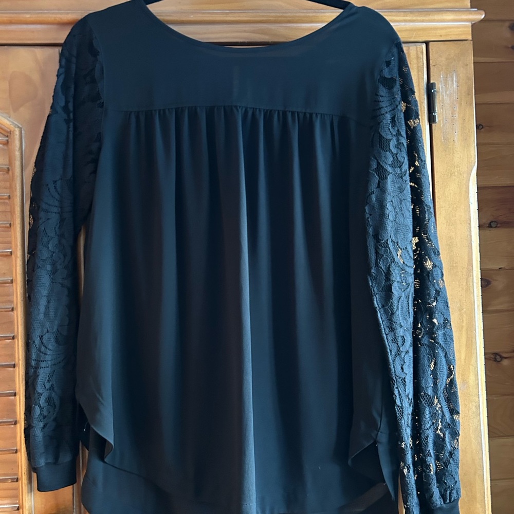 LOFT Black Lace Sleeve Blouse